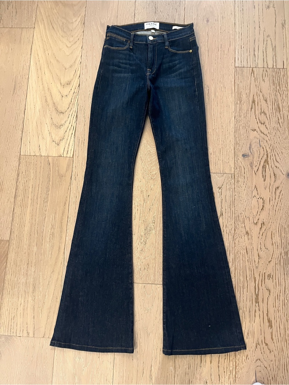Frame “The Icon” Denim Dark Blue Flare Jeans